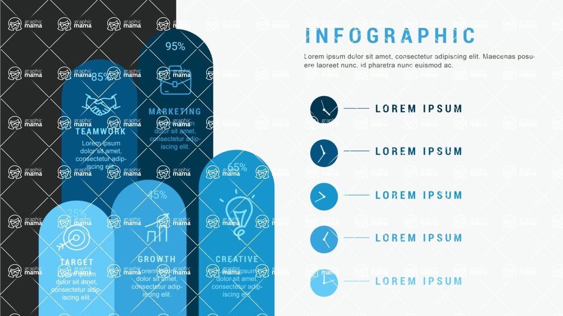 Infographic Templates Collection - Vector, Photoshop, PowerPoint, Google Slides - 5 Steps Blue Infographic Template
